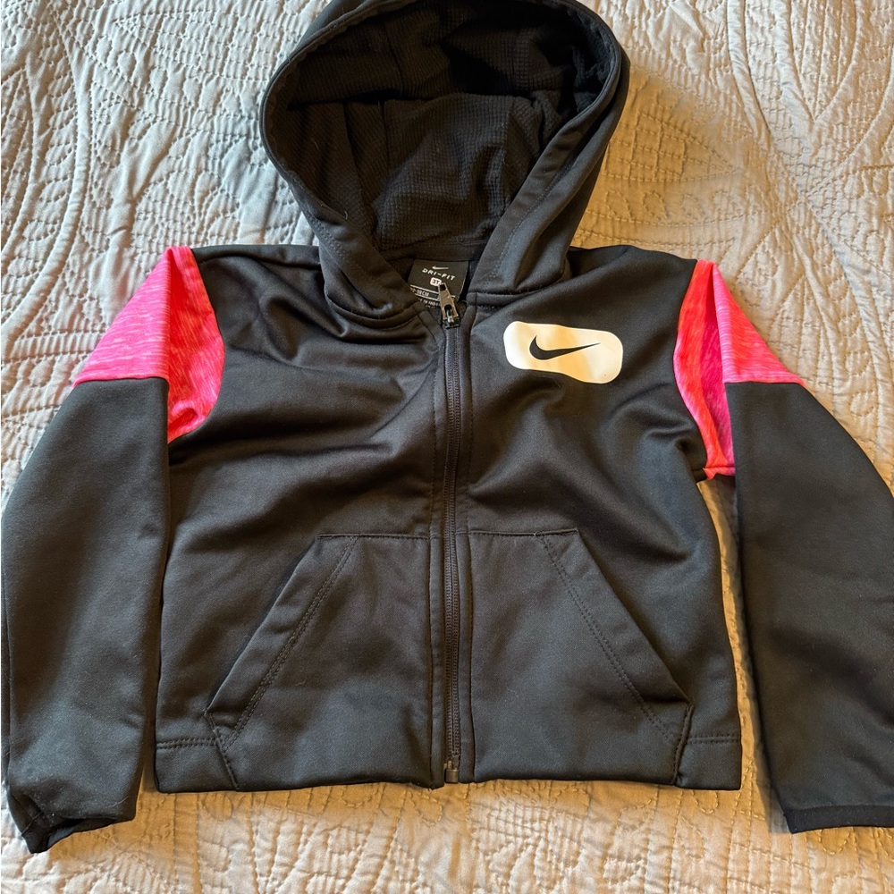 Nike Kids Hoodie in Black with Pink Sleeves